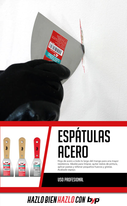 ESPATULA DE ACERO FLEXIBLE CON MANGO DE PLÁSTICO 4"